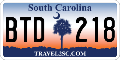 SC license plate BTD218