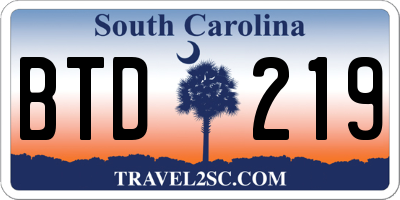 SC license plate BTD219