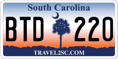 SC license plate BTD220