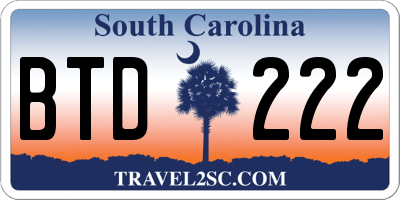 SC license plate BTD222