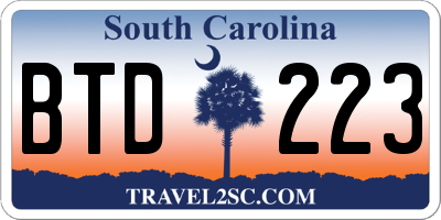 SC license plate BTD223