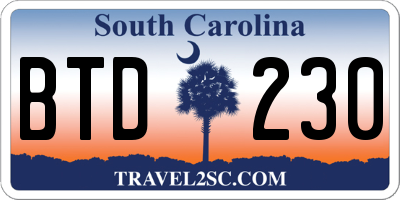 SC license plate BTD230