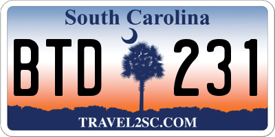 SC license plate BTD231