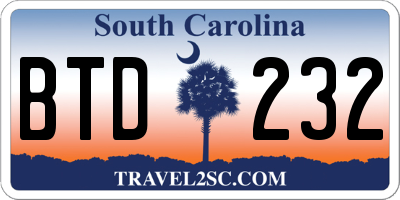 SC license plate BTD232