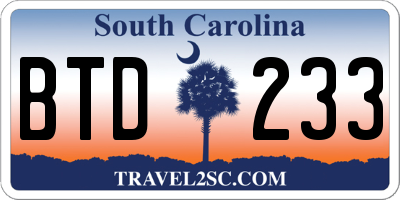 SC license plate BTD233