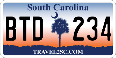 SC license plate BTD234