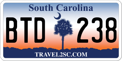 SC license plate BTD238