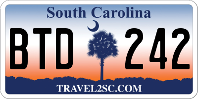 SC license plate BTD242