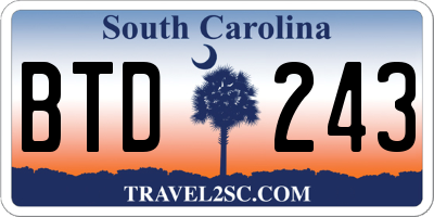 SC license plate BTD243