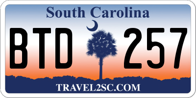 SC license plate BTD257