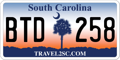 SC license plate BTD258