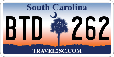 SC license plate BTD262