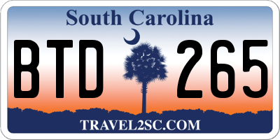 SC license plate BTD265