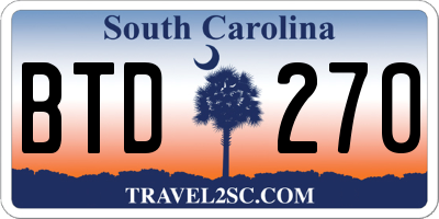 SC license plate BTD270