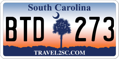 SC license plate BTD273