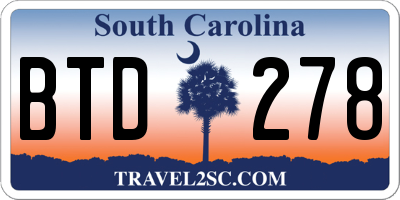 SC license plate BTD278