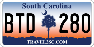 SC license plate BTD280