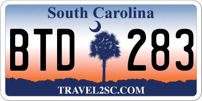 SC license plate BTD283