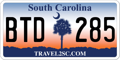 SC license plate BTD285