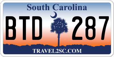 SC license plate BTD287