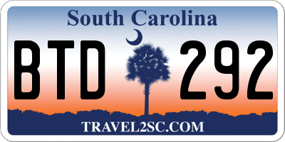 SC license plate BTD292