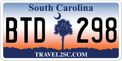 SC license plate BTD298
