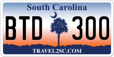 SC license plate BTD300