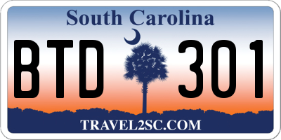 SC license plate BTD301