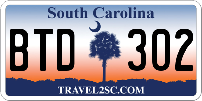 SC license plate BTD302