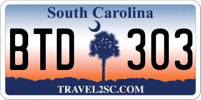 SC license plate BTD303