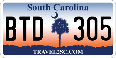 SC license plate BTD305