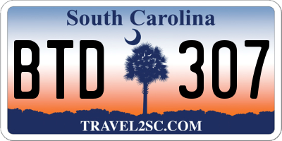 SC license plate BTD307