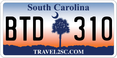 SC license plate BTD310