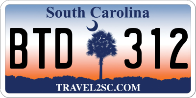 SC license plate BTD312