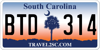 SC license plate BTD314