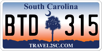 SC license plate BTD315