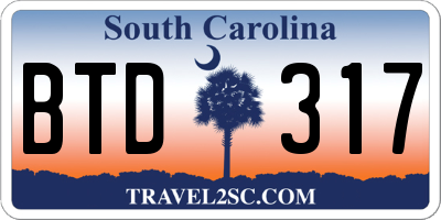 SC license plate BTD317