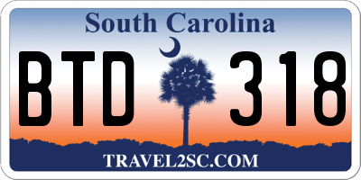 SC license plate BTD318