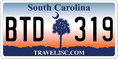 SC license plate BTD319