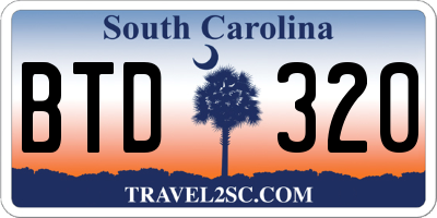 SC license plate BTD320