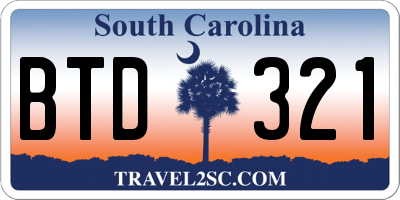 SC license plate BTD321