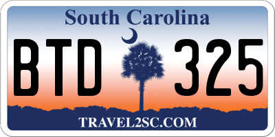 SC license plate BTD325
