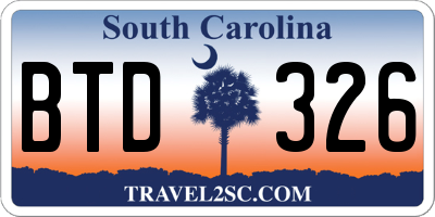 SC license plate BTD326