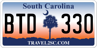 SC license plate BTD330