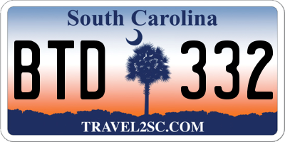 SC license plate BTD332