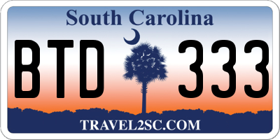 SC license plate BTD333
