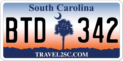 SC license plate BTD342