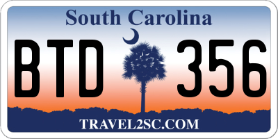 SC license plate BTD356