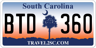 SC license plate BTD360