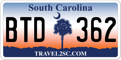SC license plate BTD362